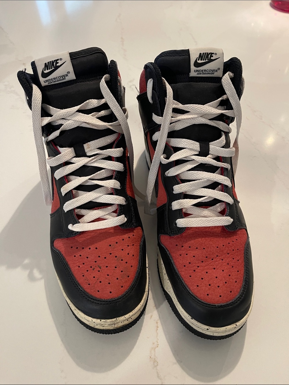 Undercover Men's High-Top Sneakers in Black, Red & White